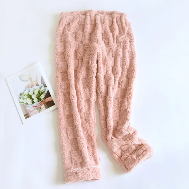 Fleece lined Thick Winter Coral Fleece Pajama Pants Home Pants Coral - Shop at LoveMi