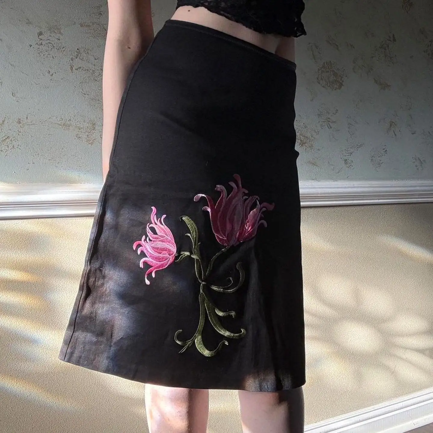 Retro Floral Skirt Figure-flattering And Slimming