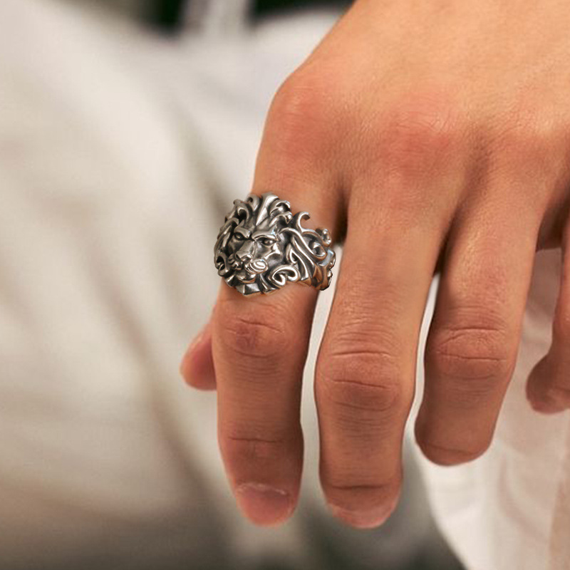 Majestic Lion Silver Jewelry Mens Silver-Plated Ring