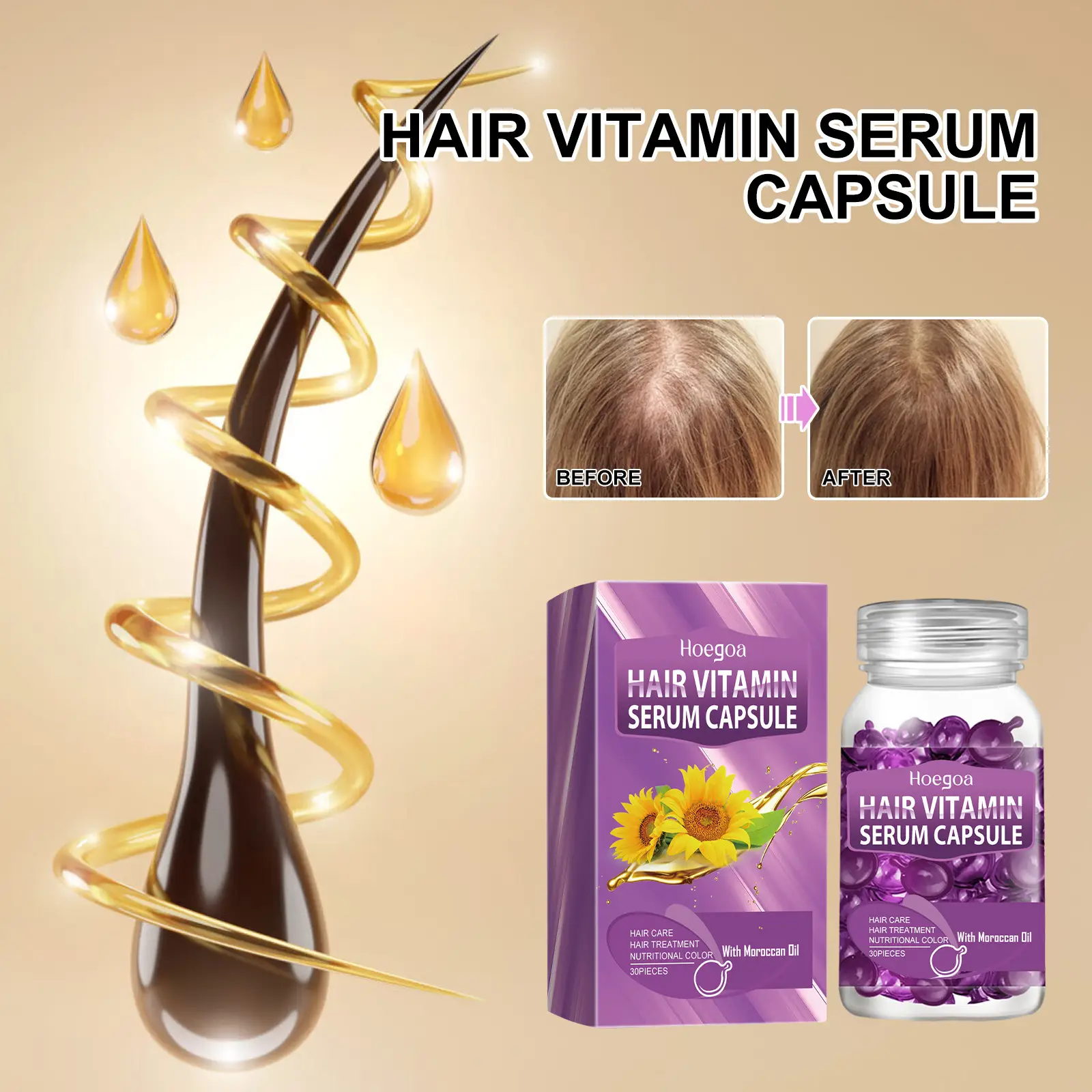 Purple Hair Care Capsule Improves Dry Knotting