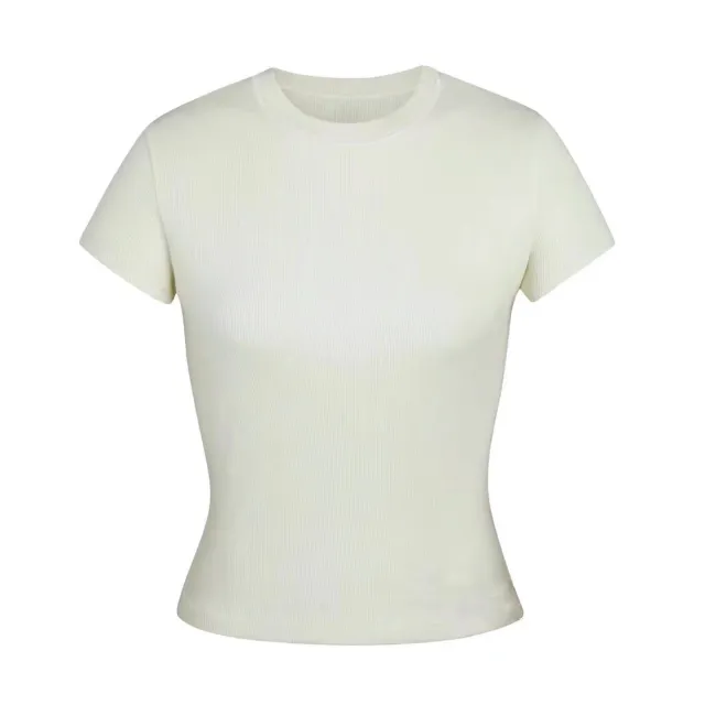 Threaded Cotton Round Neck Base Clothing Cream - Shop at LoveMi