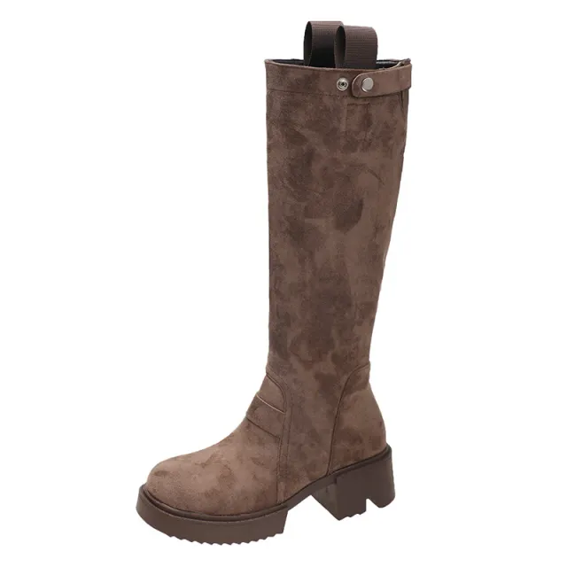 Chunky Heel Platform Long Boots Summer Boots For Women Brown - Shop at LoveMi