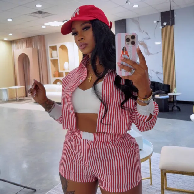 Striped Lapel Shirt And Shorts Two piece Set Stripes Xxl - Shop at LoveMi