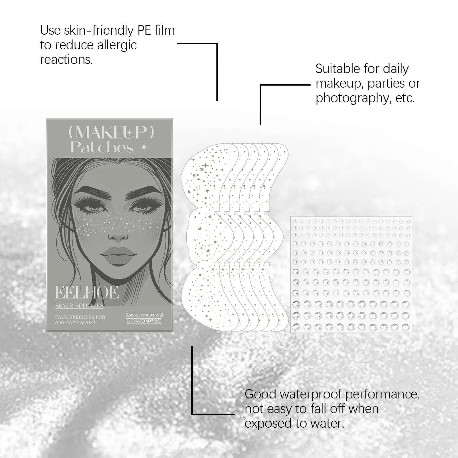 Glitter Spots Tattoo Sticker Easy Freckles
