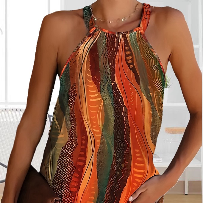 European And American Halter Sleeveless Tie-dye Casual Vest Plus Size Fat Sister
