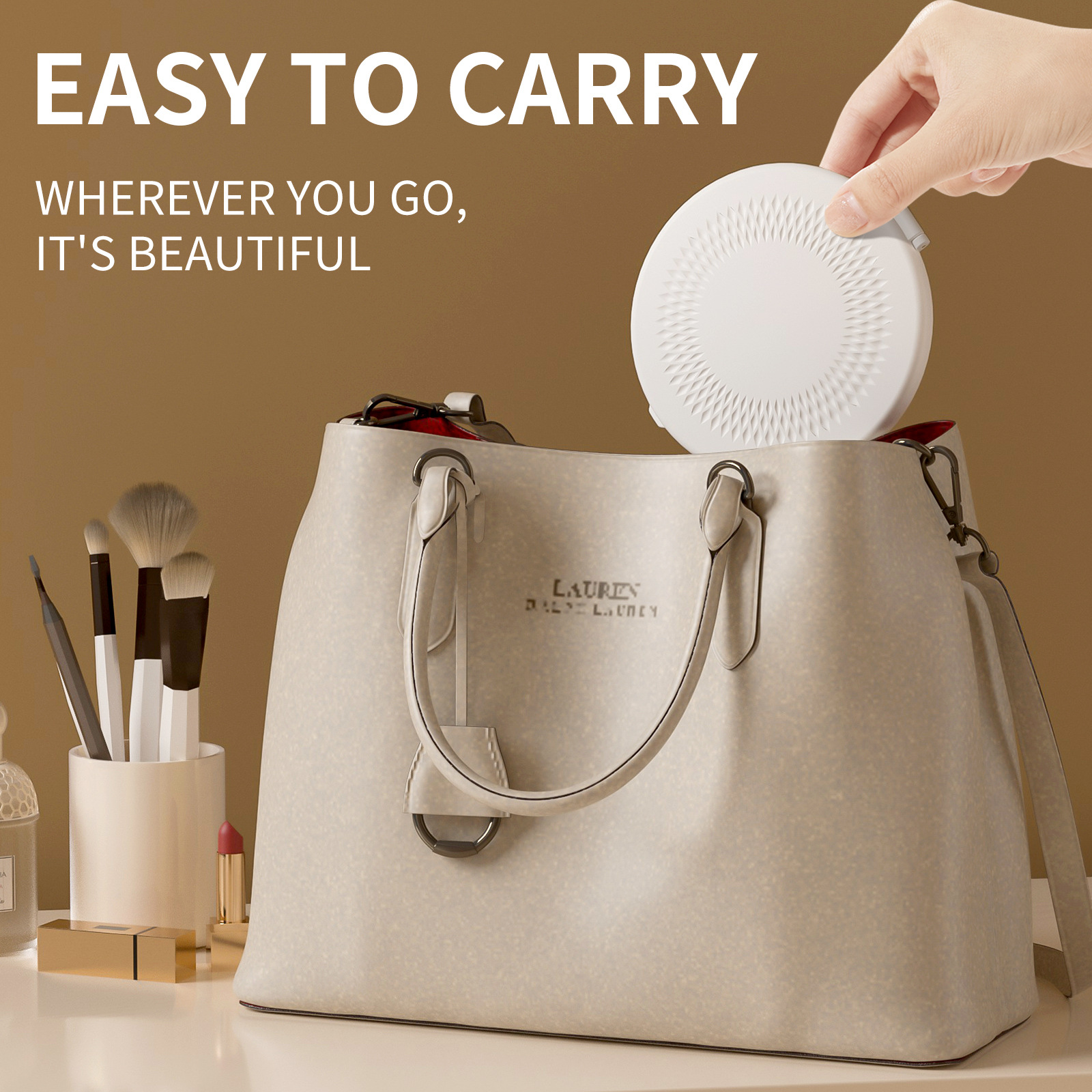 مرآة صغيرة قابلة للشحن للسفر بلاستيكية محمولة