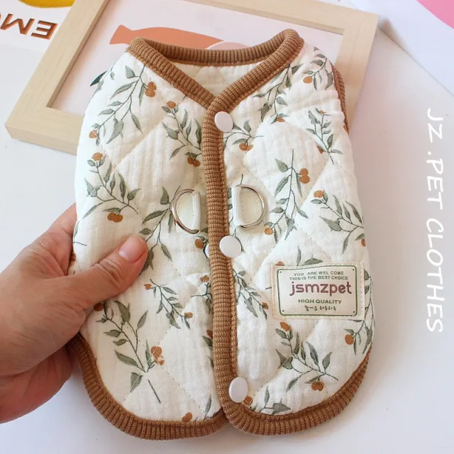 Winter Pet Coat Cat Clothes Thick Warm Autumn And Winter Retro Olive Leaf - Shop at LoveMi