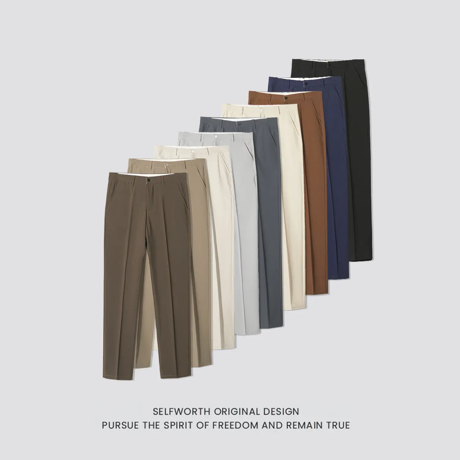 Mens Straight-leg Casual Pants Slim-fit Mature Style