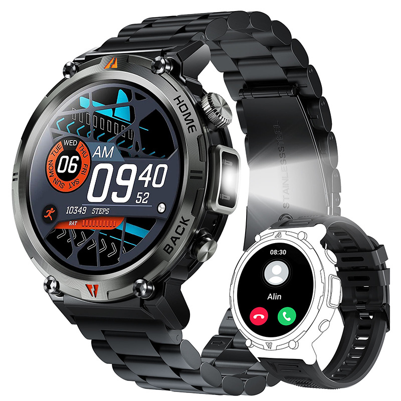 Men's Watches - Smartwatch with LED Flashlight & 1.45'' Screen - Bluetooth