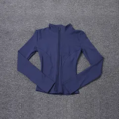Yoga Clothes Sports Jacket Women's Tight Long-sleeved Quick-drying Breathable Top - Dark Blue - View 1
