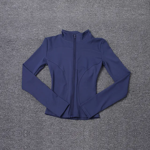 Yoga Clothes Sports Jacket Women's Tight Long sleeved Quick drying Breathable Top Dark Blue - Shop at LoveMi
