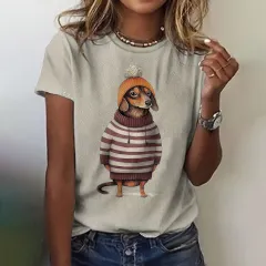 Printed Animal Casual Short-sleeved Top Female - C01W23Ssdm43Sl00079-Xxl - View 1