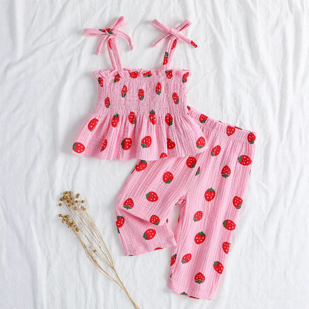Printed Bow-Knot Camisole And Pants Casual All-Match