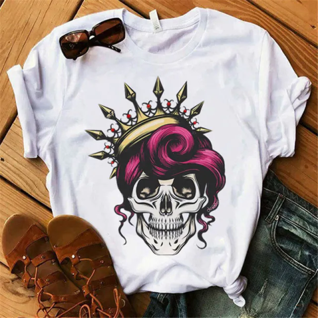 Women's Floral Skull Trendy Base Shirt 14849 - Shop at LoveMi