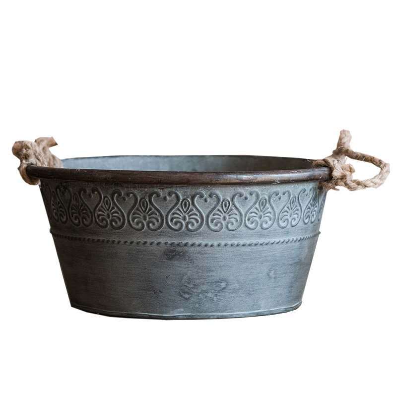 Title 3, American-style Binaural Hemp Rope Iron Bucket H...