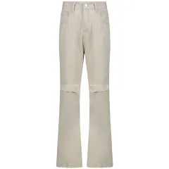 Casual Wide-leg Pants Ripped High-waist Denim Trousers - Skin Color - View 1