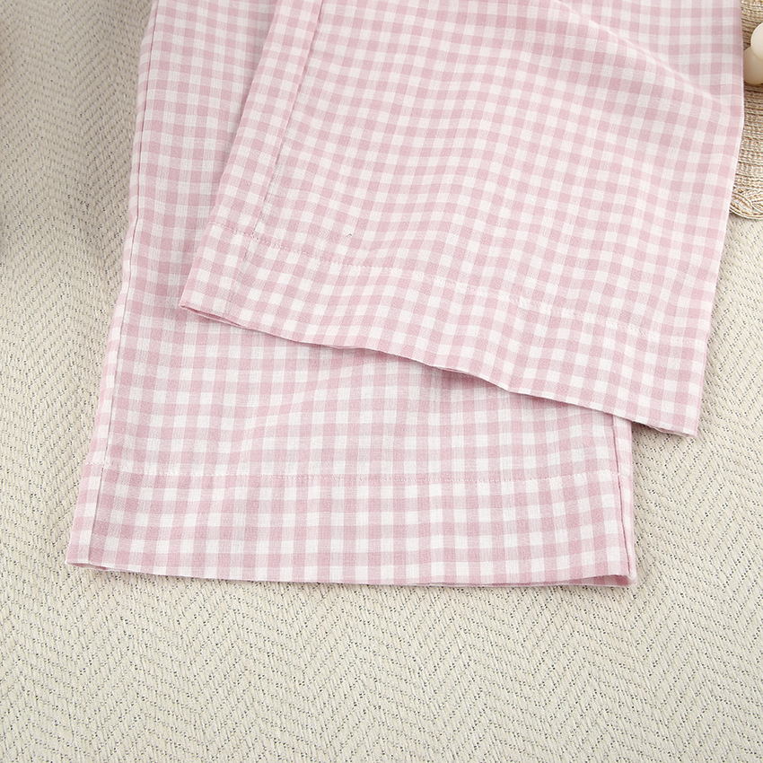 Vintage Plaid Loose Long Sleeved Pajamas And Pants