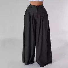 Women's Fashion Wide-leg Denim Bell-bottoms - Black - View 1