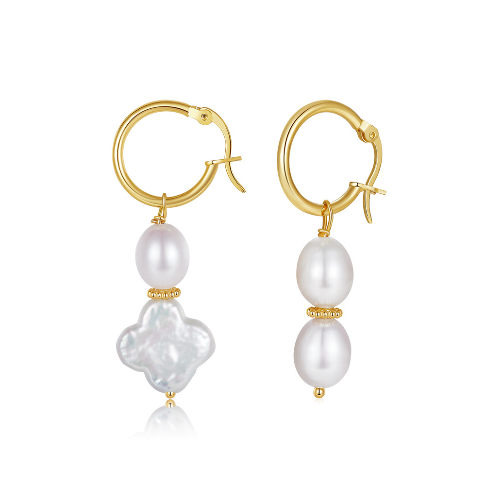 S925 Sterling Silver Natural Pearl Earrings