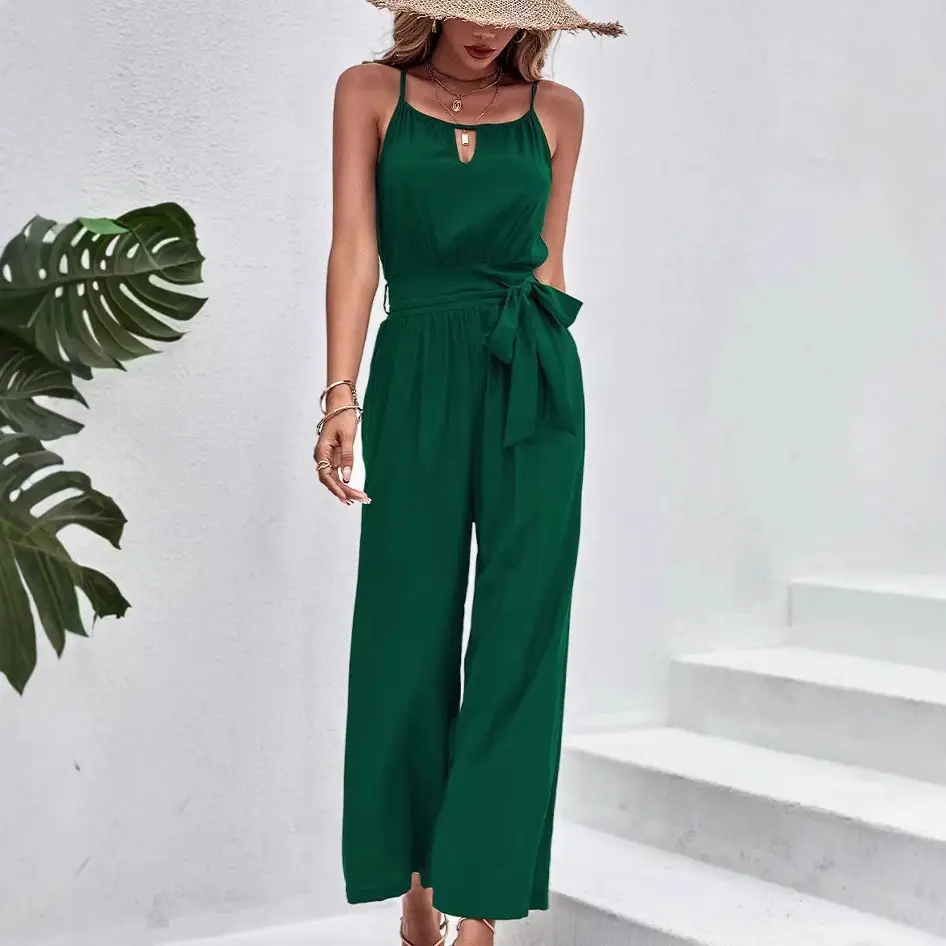 Spaghetti Straps Sleeveless Wide Leg Jumpsuit