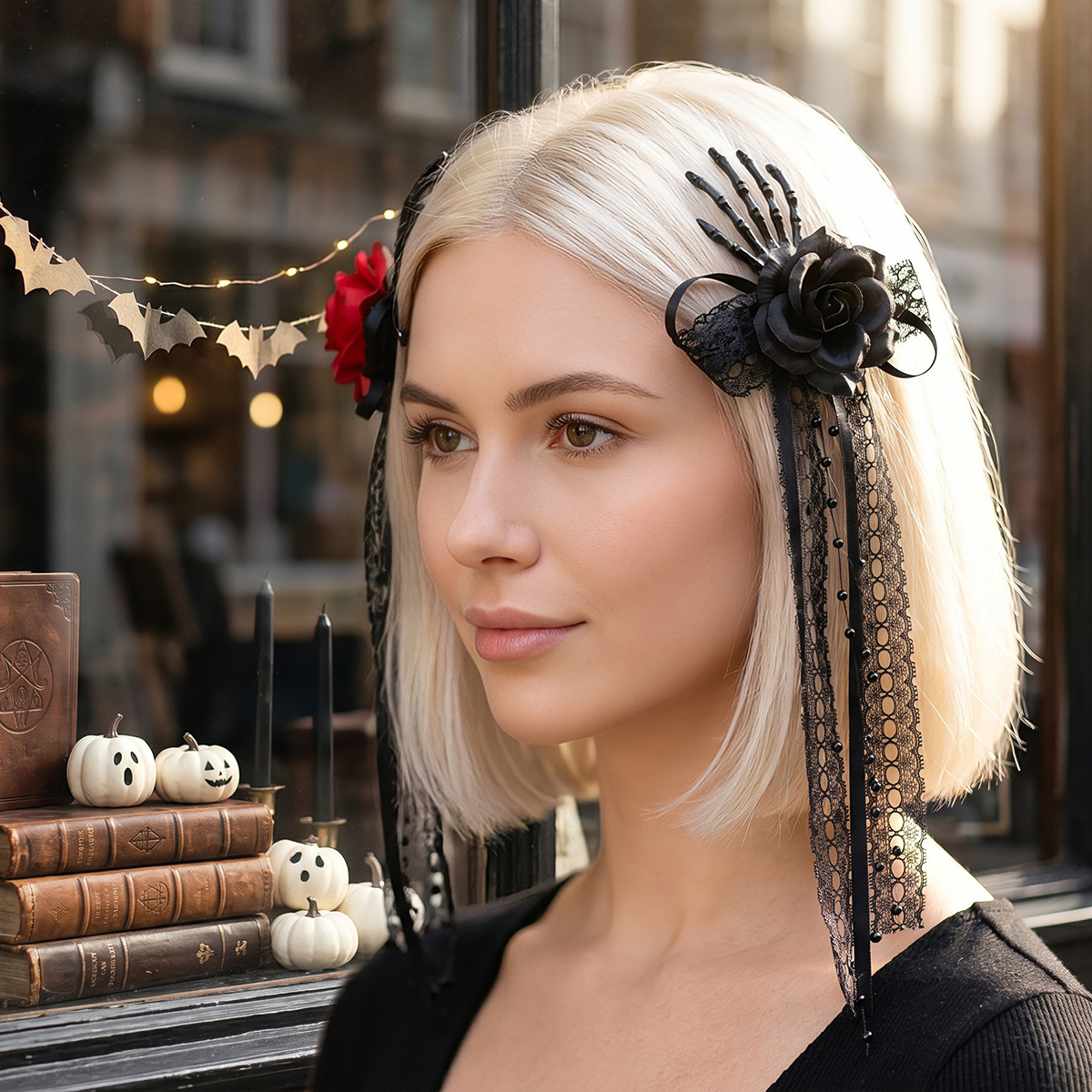 Rose Long Ribbon Side Clip Hair Accessory Party Hairpin