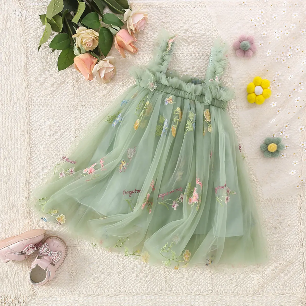 Summer Sweet And Cute Floral Strap Mesh