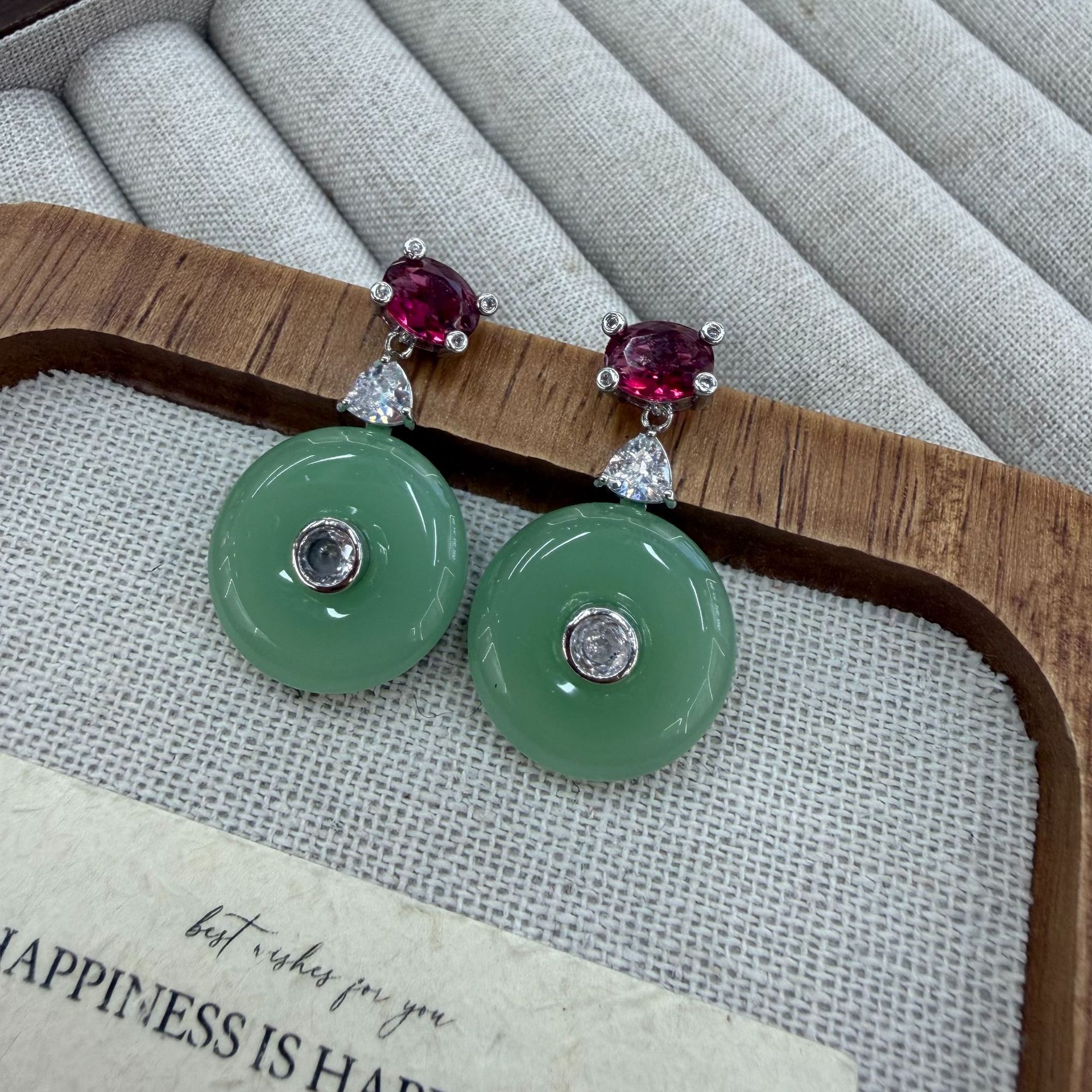 New Chinese-style Peace Pendant Traditional Chinese Style Zircon-Embellished Earrings