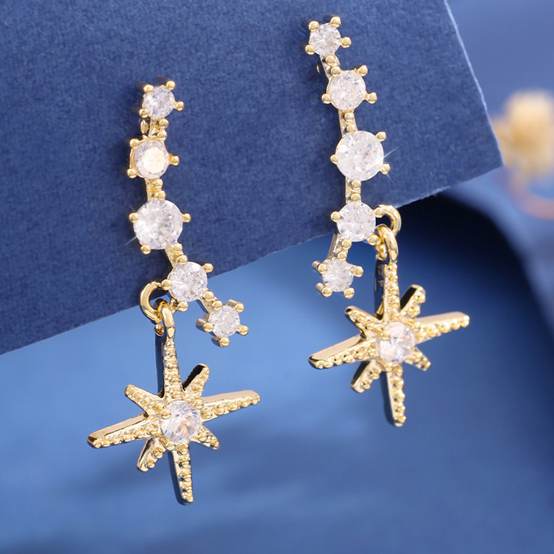 Eight Mang Star Micro-inlaid Diamond Super Stud Earrings For Women