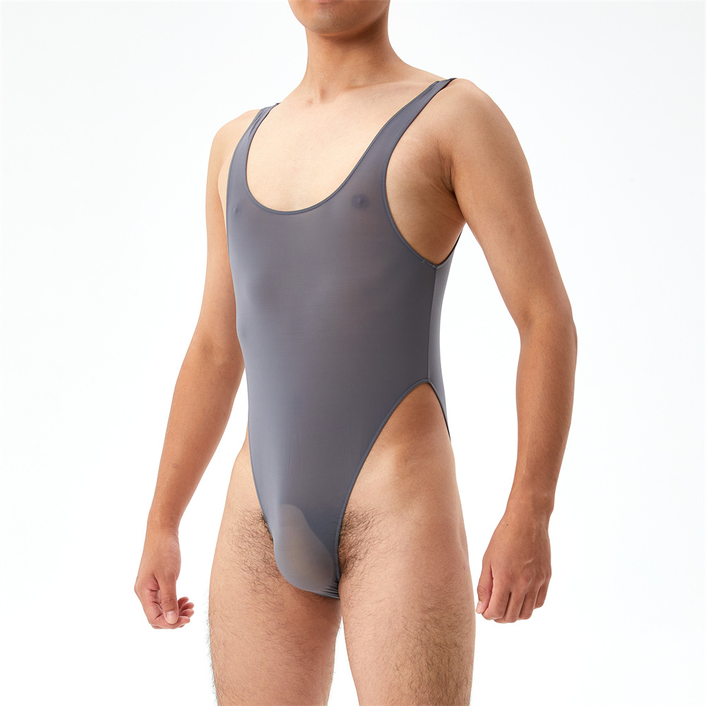 Highly-elastic Plus Size Transparent Jumpsuit Men's U Pouch Performance
