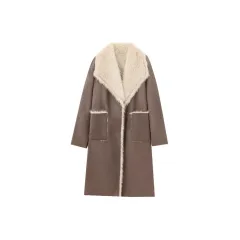 Women's Fashion Pocket Decoration Long Turn-down Collar Coat - View 1