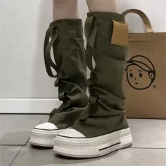 Fashionable And Versatile Puffy Martin Boots - Green - View 1