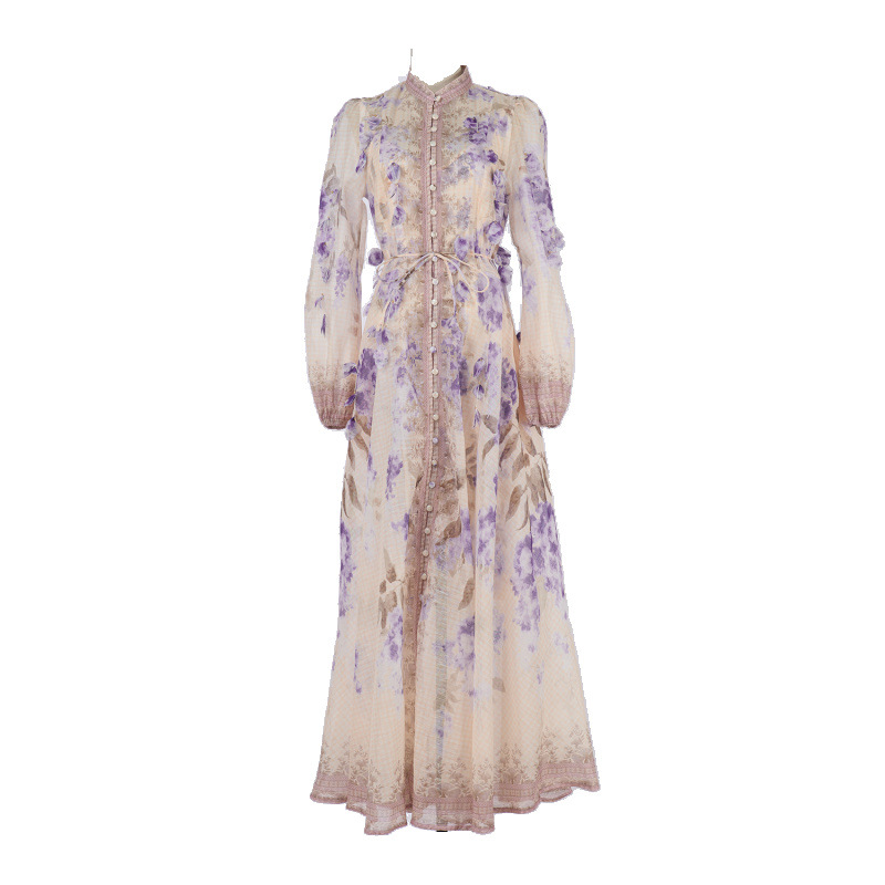 Heavy-Work Embroidered Hanging Flower Long Dress