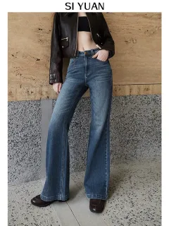 Tencel Four-sided Elastic Skinny High Waist Mopping Retro Slim Jeans - Dark Blue - View 1
