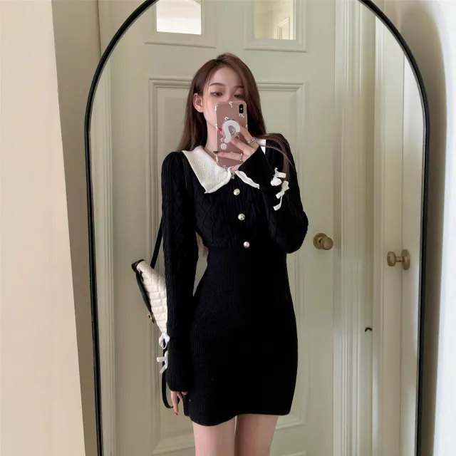New Women's Waist cinching Knit Bodycon Dress Black - Shop at LoveMi