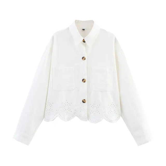 European And American Style Hollow Embroidered Jacket Wide Leg Trousers Top - Shop at LoveMi