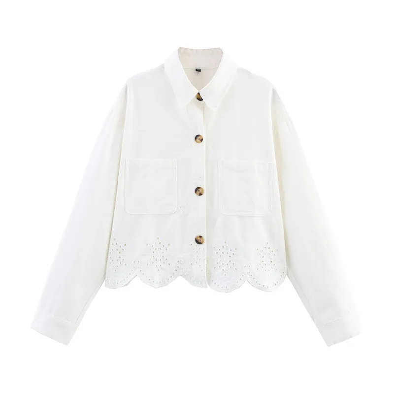 European And American Style Hollow Embroidered Jacket Wide Leg Trousers - Top