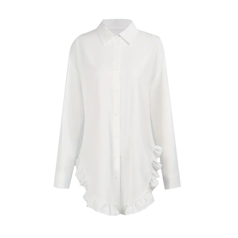 Irregular Lace White Shirt For Women