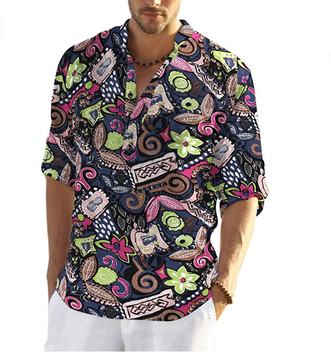 Title 4, Camisa de praia casual masculina, nova moda. Co...