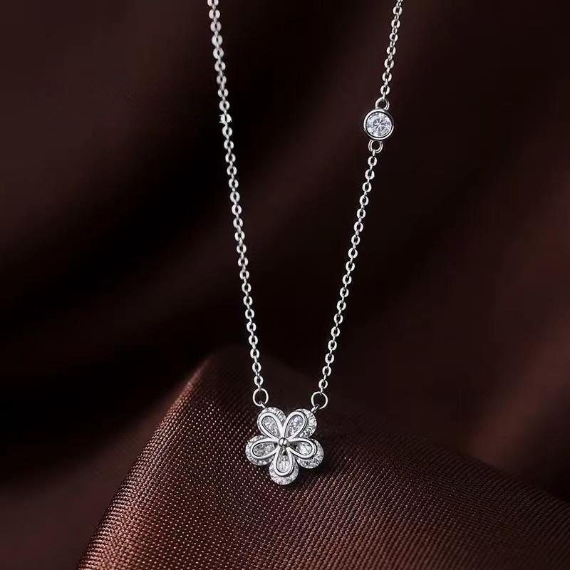 Zircon Flower Necklace Women's Full Diamond Five Faces