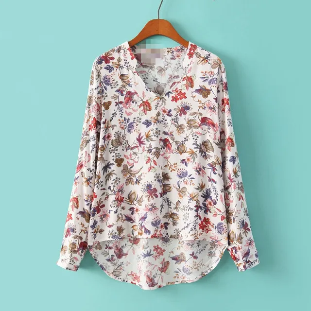 Women's Clothing V neck Shirt Print Impermeable White - Shop at LoveMi
