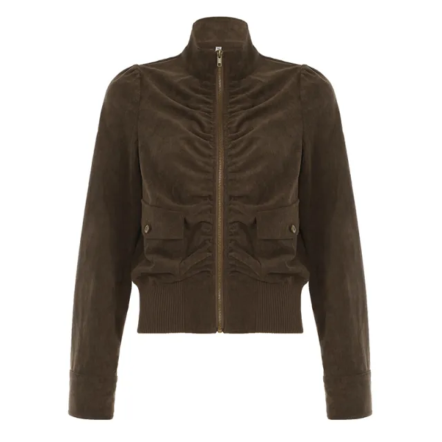 Autumn And Winter Corduroy Jacket Coat For Women Brown - Shop at LoveMi