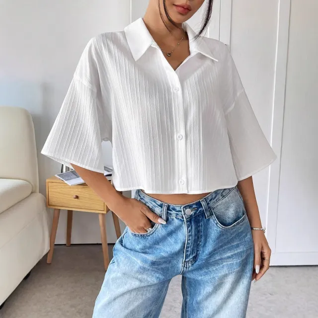 Women's White Short Sleeve Blouse White - Shop at LoveMi