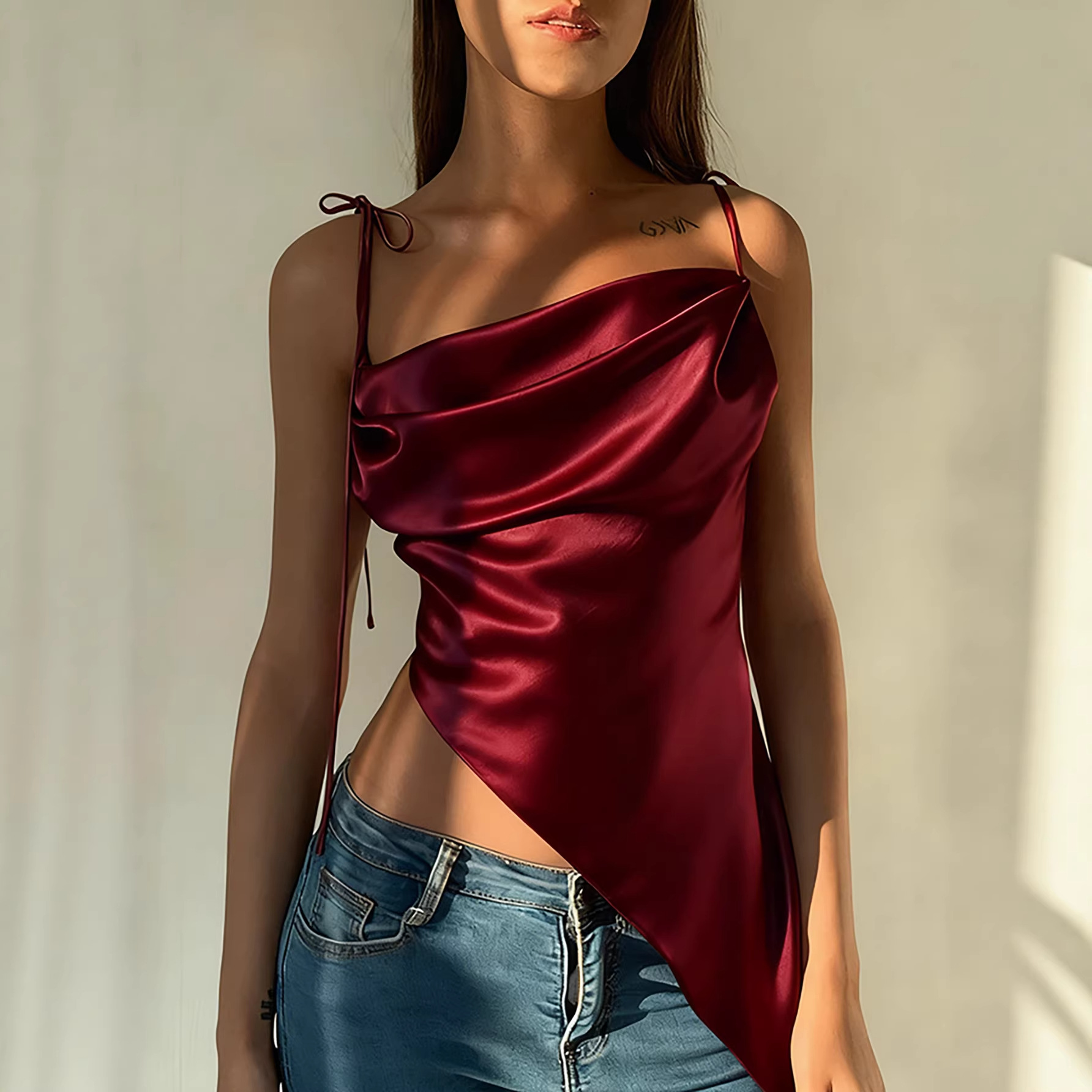 Womens Satin Slip Camisole Top For Outwear