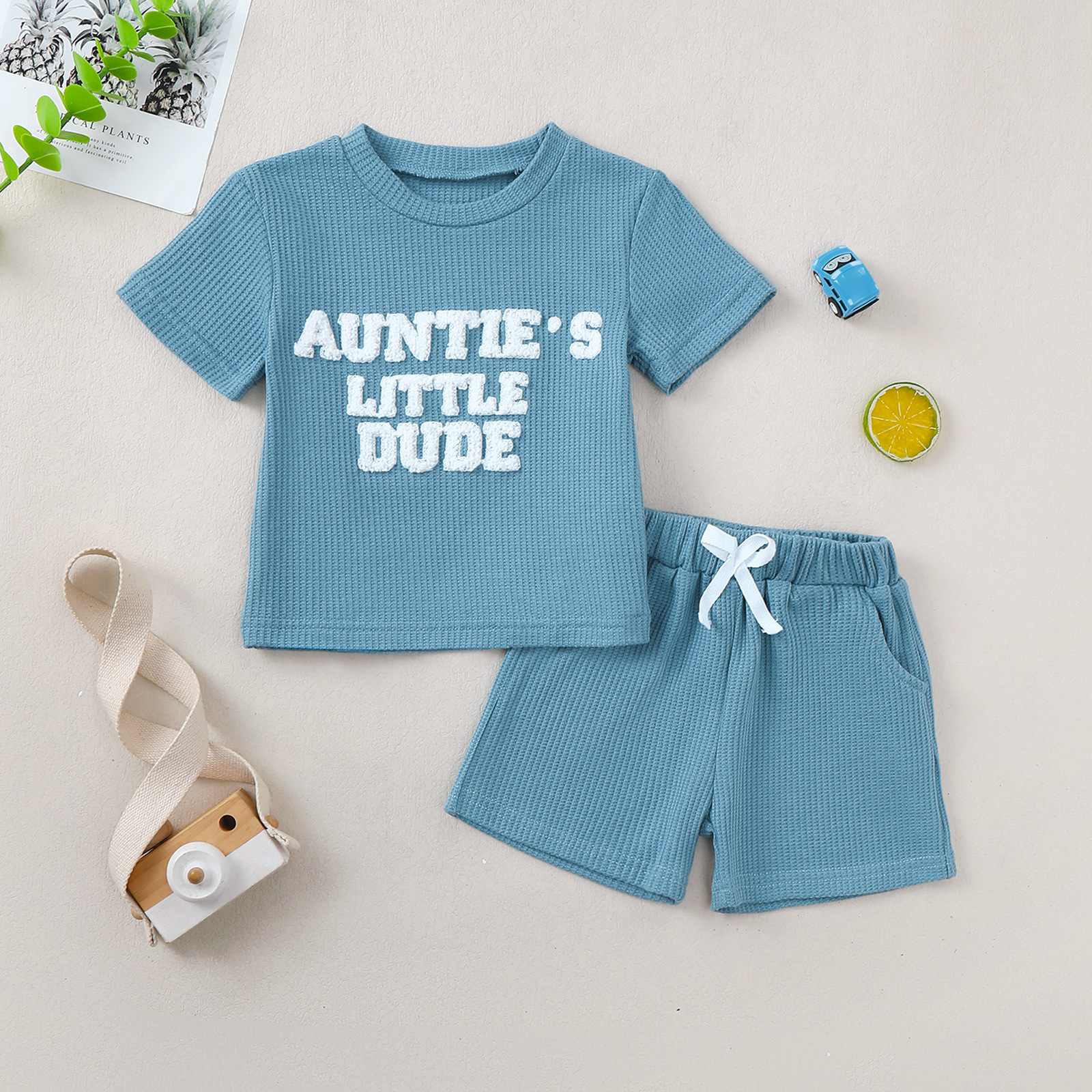 Kids Loungewear Set Boys Short-sleeve Top And Shorts Two-piece Set