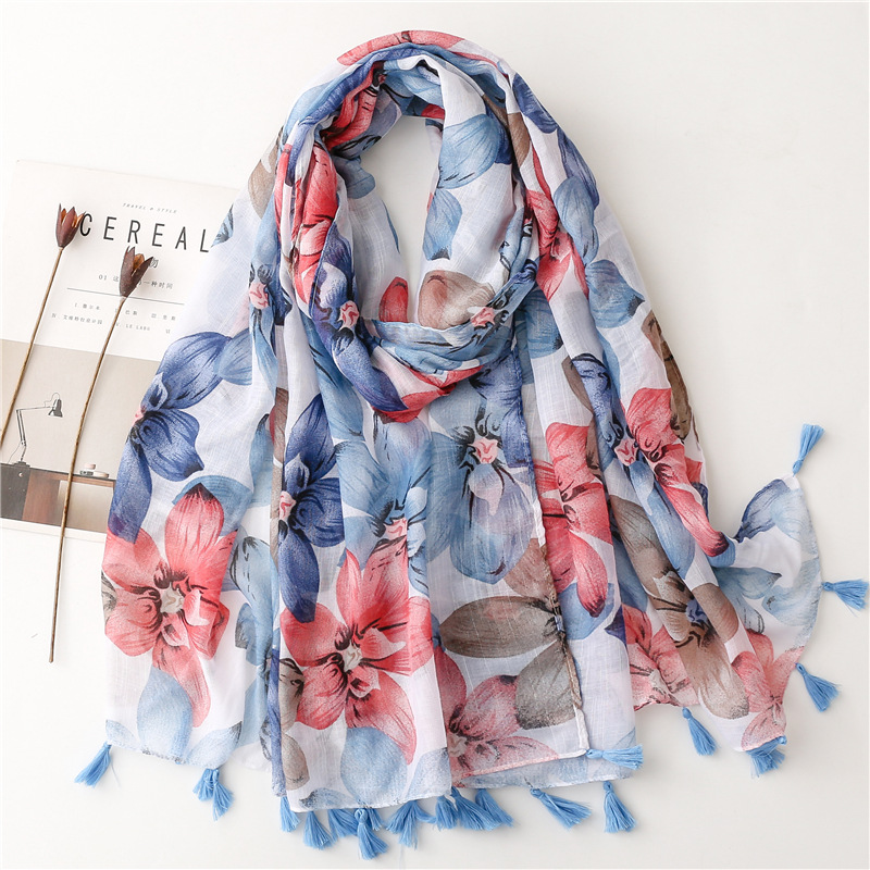 Warm Cotton-Linen Long Tassel Scarf For Women