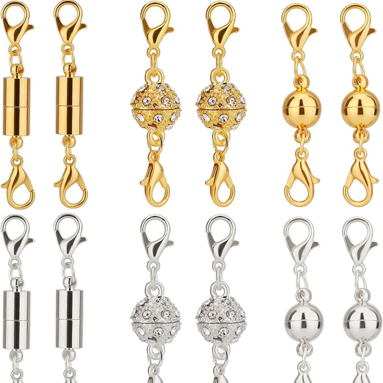 Fermoir magnétique cylindrique à billes en alliage, style simple – set de 12 pièces