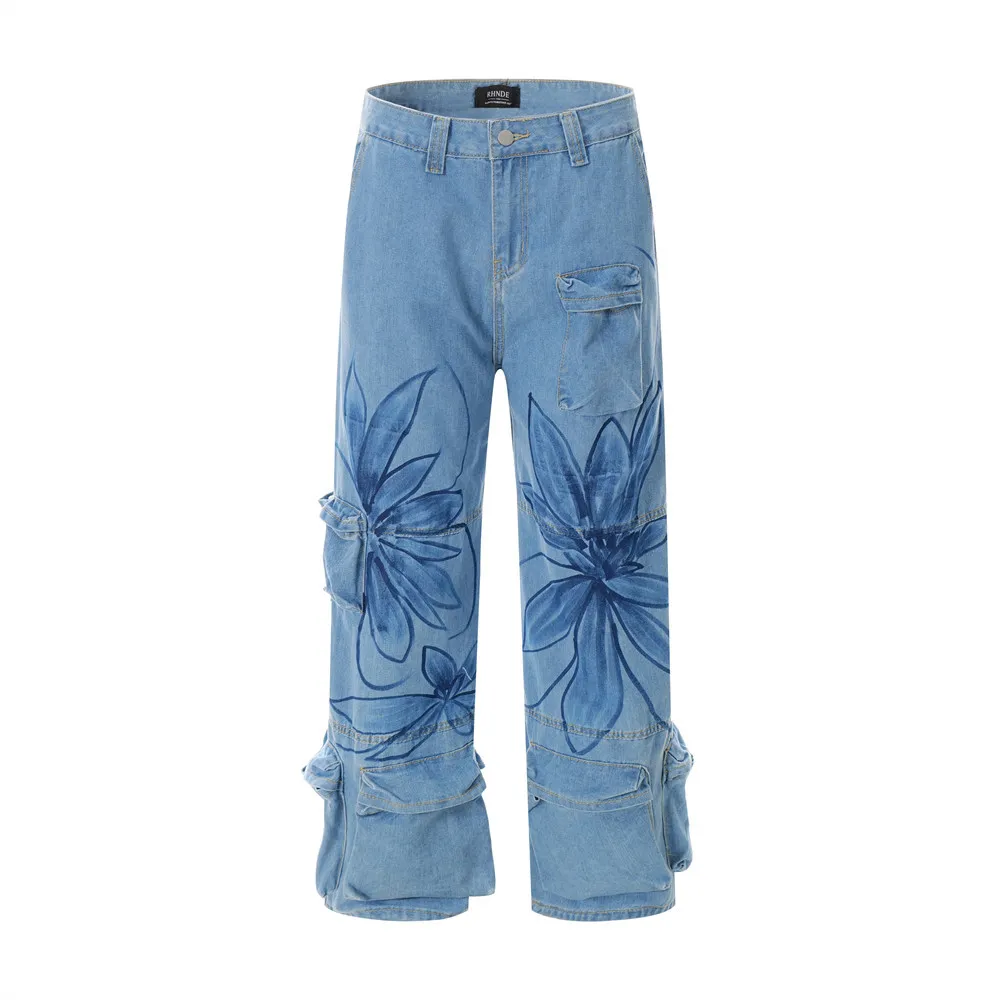 Loose Wide-leg Jeans Popular Street - Blue