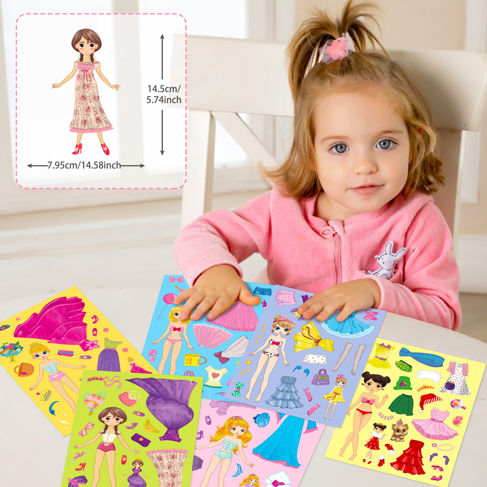 Title 3, 6 Sheetspack Princess Face Changing Stickers C...