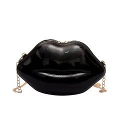 Personalized Lip-Shaped Mini Bag For Women - Black - View 1