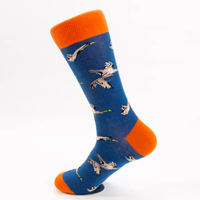 Female Casual Printed Flower And Bird Butterfly Cotton Middle Tube Socks Red - Shop at LoveMi